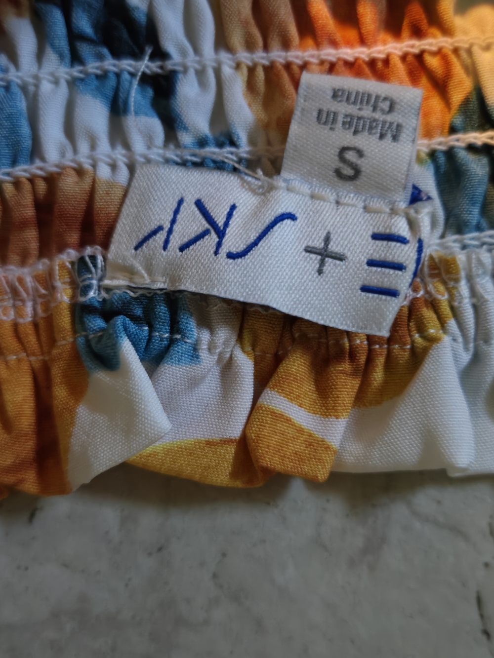 Kids Elastic Waistband Swim Bottoms - Yellow Blue Print